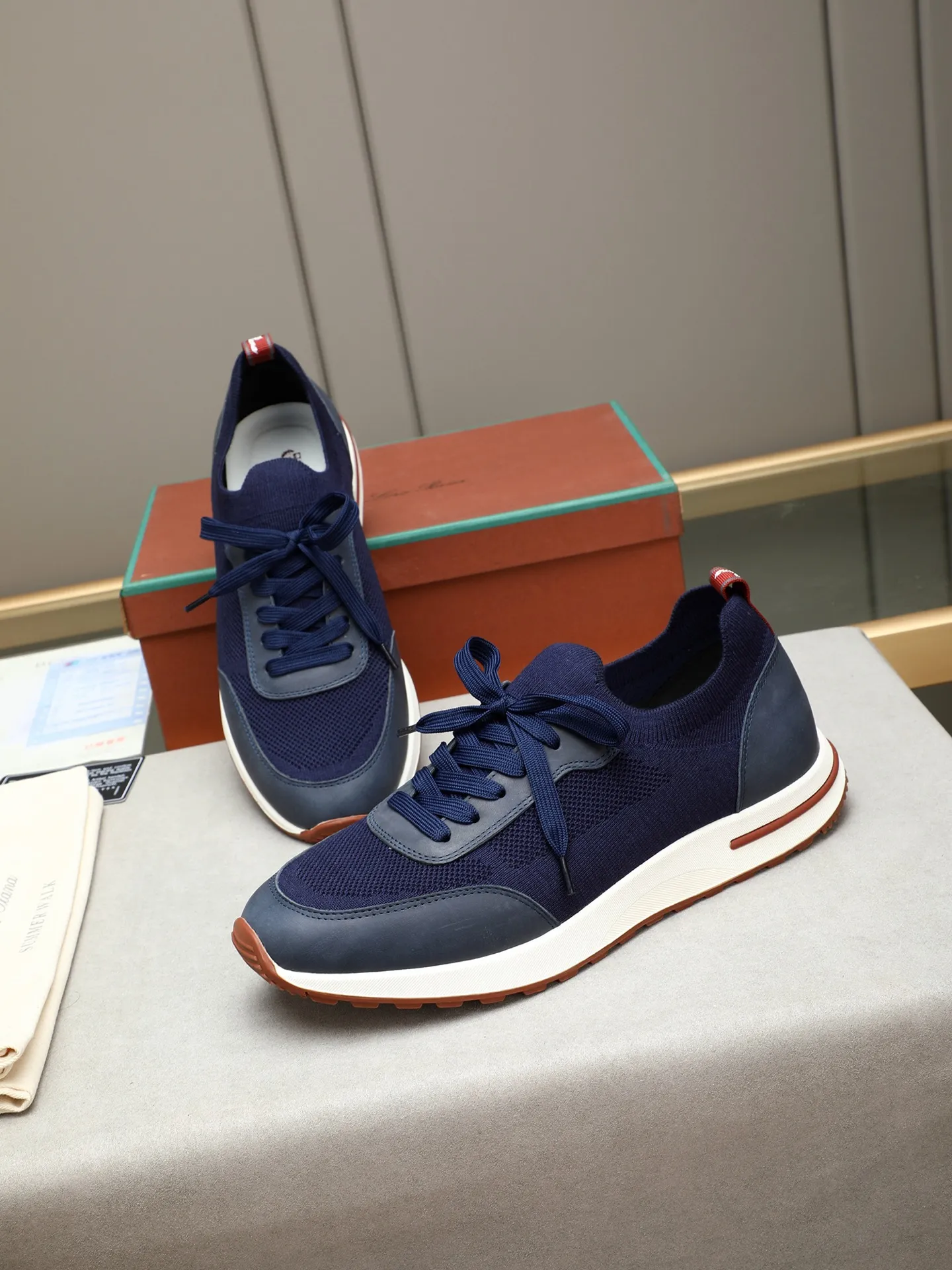 Men's shoes 💰420 LP new product on sale Loro Piana knitted sneakers | Made of Wish wool blended fabric | The upper is made of unique knitted fabrics